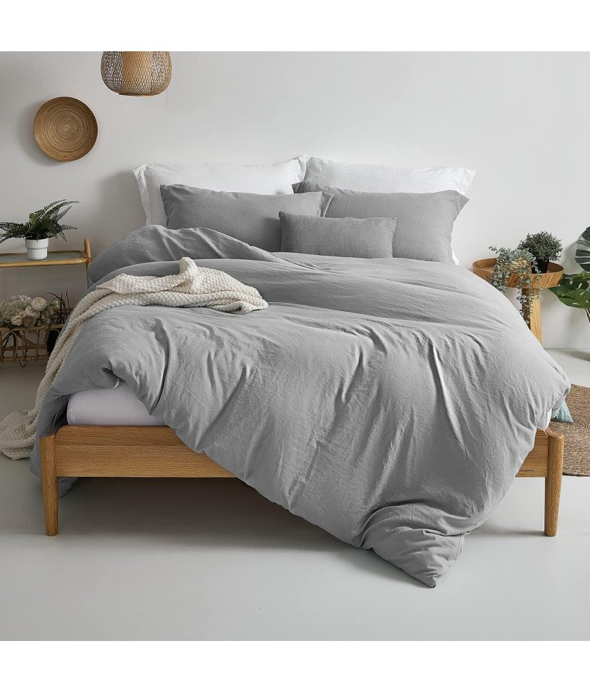 Komplet pościeli z mikrofibry 135x200 cm 2 sztuki oraz poszewki 50x90 cm szary zestaw OEKO-TEX miękki na suwak