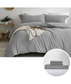 Komplet pościeli z mikrofibry 135x200 cm 2 sztuki oraz poszewki 50x90 cm szary zestaw OEKO-TEX miękki na suwak