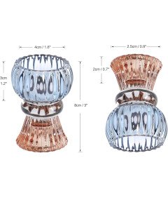 Simpdecor Zestaw Szklanych Świeczników - Niebieski, 6 sztuk, 8 x 4 cm