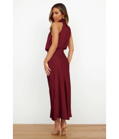 IBAKOM Dolga elegantna večerna obleka brez rokavov Rdeča XL
