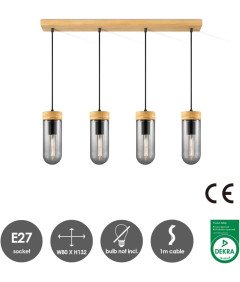 Home Sweet Home Nowoczesny Elegancki Żyrandol z 4 Żarówkami 80 x 132cm