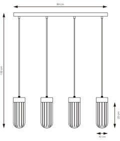 Home Sweet Home Nowoczesny Elegancki Żyrandol z 4 Żarówkami 80 x 132cm
