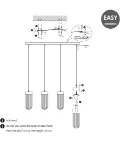 Home Sweet Home Nowoczesny Elegancki Żyrandol z 4 Żarówkami 80 x 132cm