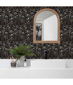 Samolepilna folija Črna mat s cvetličnim vzorcem 44 x 300 cm