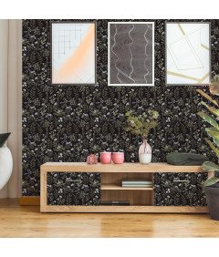 Samolepilna folija Črna mat s cvetličnim vzorcem 44 x 300 cm