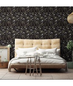 Samolepilna folija Črna mat s cvetličnim vzorcem 44 x 300 cm