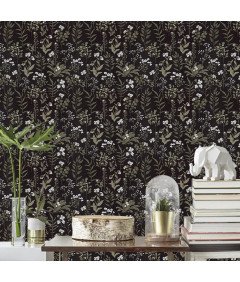 Samolepilna folija Črna mat s cvetličnim vzorcem 44 x 300 cm