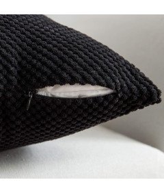 MIULEE Poszewki na Poduszki ze Sztruksu, Czarne, 2 sztuki, 50 x 50 cm