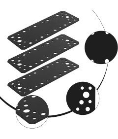 Povezovalna plošča 4 črne ravne ploščice za popravilo pohištva 180x65 mm