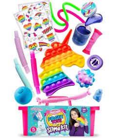 GirlZone Zestaw Zabawek Sensorycznych Fidget z Slime i Naklejkami
