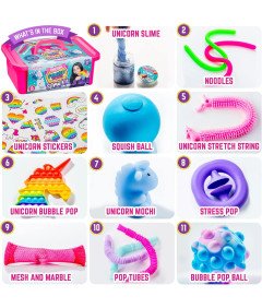 GirlZone Zestaw Zabawek Sensorycznych Fidget z Slime i Naklejkami