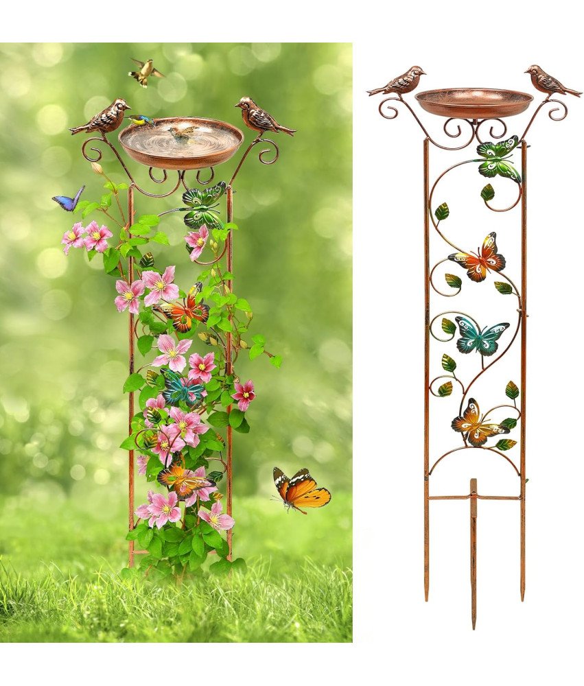 Napajalnik za ptice z rešetko za rastline Kovina starinski videz bron