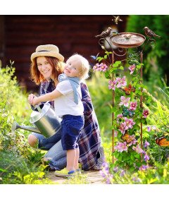 Napajalnik za ptice z rešetko za rastline Kovina starinski videz bron