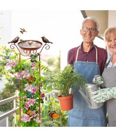 Napajalnik za ptice z rešetko za rastline Kovina starinski videz bron