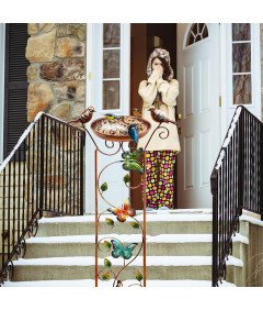 Napajalnik za ptice z rešetko za rastline Kovina starinski videz bron