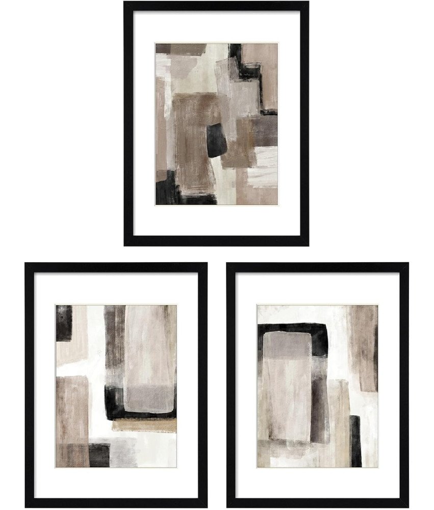 Zestaw 3 Ramki na Zdjęcia z Wymiennymi Obrazami 29 x 36 cm Czarne