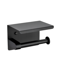 Uchwyt na Papier Toaletowy Ścienny do Łazienki Półka Stal Matowy Czarny Wieszak