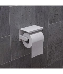 Uchwyt na Papier Toaletowy Ścienny do Łazienki Półka Stal Nierdzewna Biały Wieszak