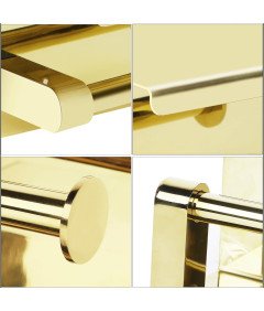 Uchwyt na Papier Toaletowy Ścienny do Łazienki Półka Stal Błyszczący Złoty Wieszak