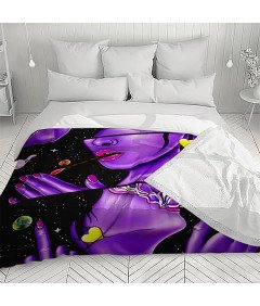 HOLAVIDA Koc Flanelowy ze Wzorem, Czarno-Fioletowy, 127x152cm