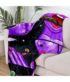 HOLAVIDA Flanelna odeja z vzorcem, črna in vijolična, 127x152cm