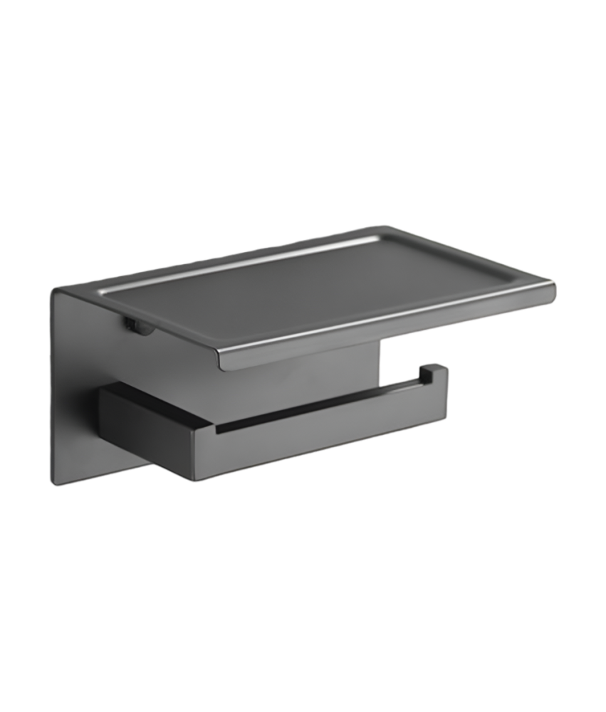 Nosilec toaletnega papirja Kopalnica Wall Mount s polico Matte Steel Grey Hanger