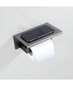 Nosilec toaletnega papirja Kopalnica Wall Mount s polico Matte Steel Grey Hanger