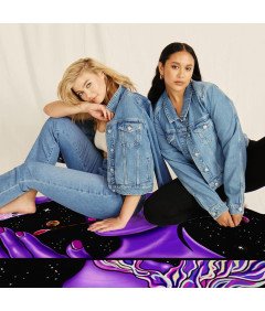 HOLAVIDA Flanelna odeja z vzorcem, črna in vijolična, 127x152cm