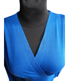 Elegantna ženska bluza z dolgimi rokavi in V-izrezom Modra S