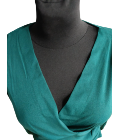 Elegantna ženska bluza z dolgimi rokavi in V-izrezom Temno zelena XL