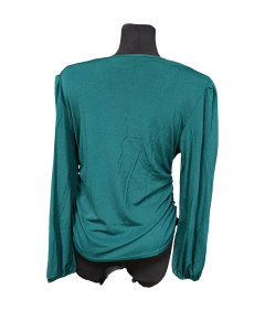 Elegantna ženska bluza z dolgimi rokavi in V-izrezom Temno zelena XL