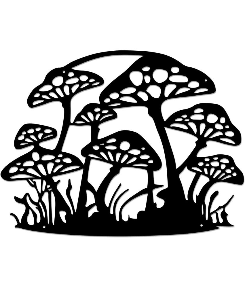 Metalowa Dekoracja Ścienna w Kształcie Grzybów Czarna 43 x 33 cm