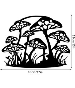 Metalowa Dekoracja Ścienna w Kształcie Grzybów Czarna 43 x 33 cm