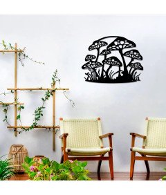 Metalowa Dekoracja Ścienna w Kształcie Grzybów Czarna 43 x 33 cm