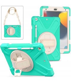 Etui za iPad 9/8/7 10,2” s stojalom in naramnico, mint barve