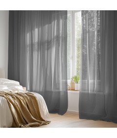 TOPIC Zasłowa z Woalu na Przelotkach Ciemnoszara 245 x 140 cm
