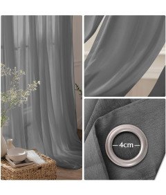 TOPIC Zasłowa z Woalu na Przelotkach Ciemnoszara 245 x 140 cm