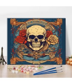 Malowanie po Numerach Czaszka Kwiaty 40x50 cm Nowoczesny Styl Akrylowe