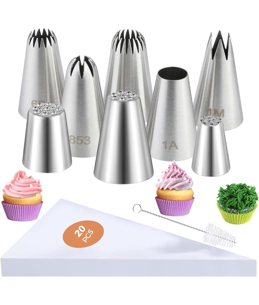 TAKUZA Zestaw do Dekoracji Ciast 20 Rękawów Cukierniczych 8 Końcówek