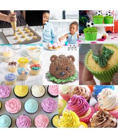 TAKUZA Zestaw do Dekoracji Ciast 20 Rękawów Cukierniczych 8 Końcówek