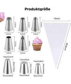 TAKUZA Zestaw do Dekoracji Ciast 20 Rękawów Cukierniczych 8 Końcówek