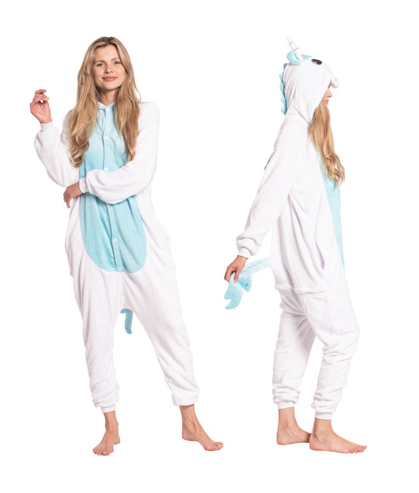 Piżama Damska Kombinezon Kigurumi Onesie Jednorożec Niebieski