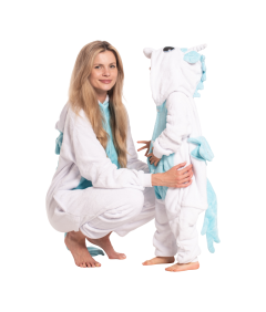 Piżama Damska Kombinezon Kigurumi Onesie Jednorożec Niebieski