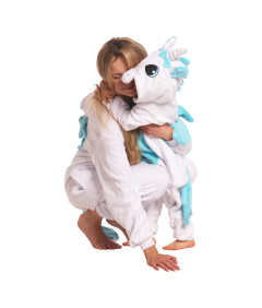 Piżama Damska Kombinezon Kigurumi Onesie Jednorożec Niebieski
