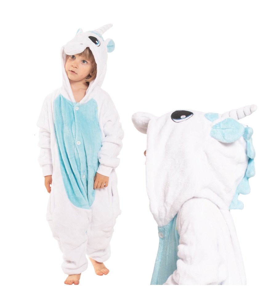 Otroška pižama Kigurumi Onesie Samorog Modra
