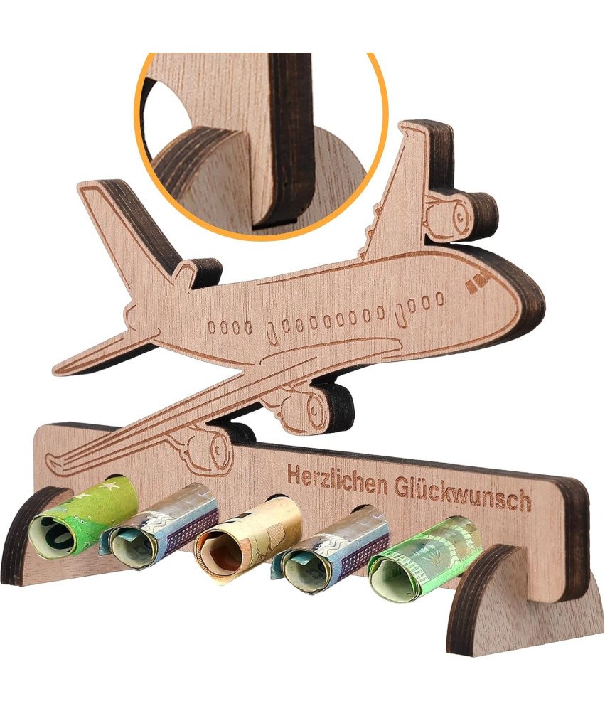 Leseno darilo Denarnica Transport Plane Napis v nemščini