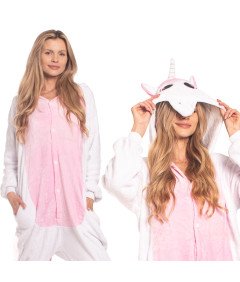 Ženska pižama kombinezon Kigurumi Onesie Samorog Svetlo Roza