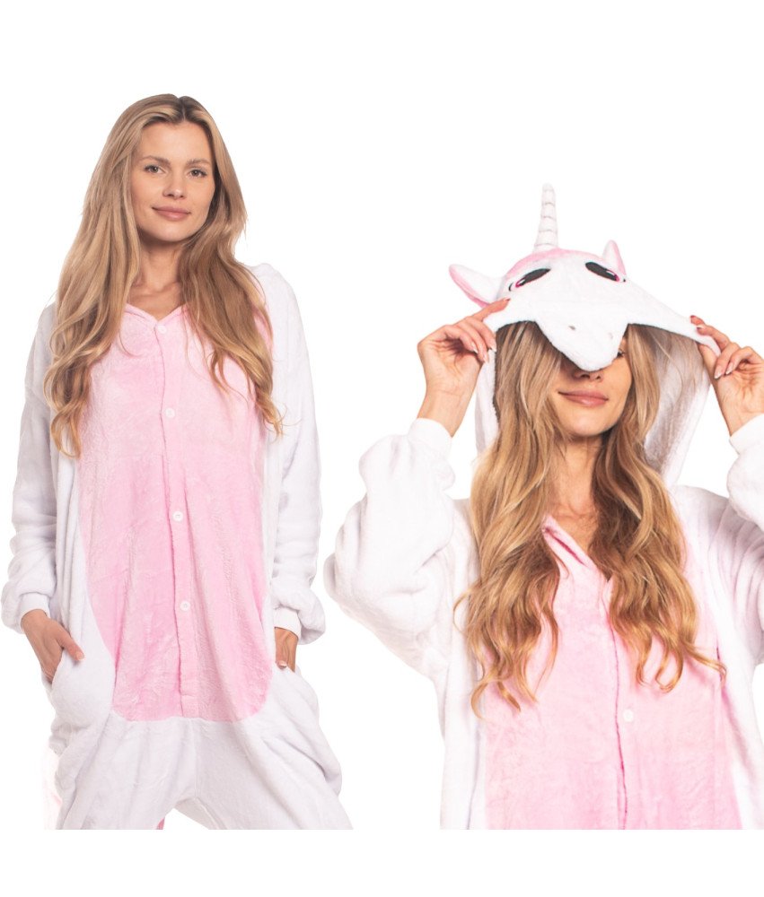 Ženska pižama kombinezon Kigurumi Onesie Samorog Svetlo Roza
