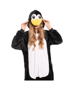 Piżama Damska Kombinezon Kigurumi Onesie Kostium Pingwin Czarny