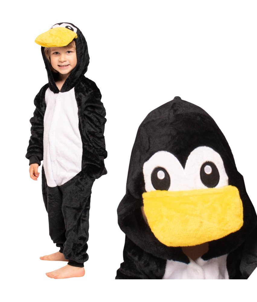 Piżama Dla Dzieci Dziecięca Kigurumi Onesie Kostium Pingwin Czarny